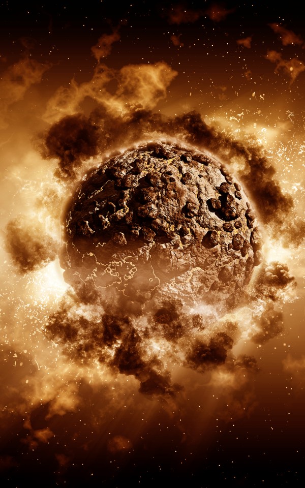 3D render of a stormy planet scene