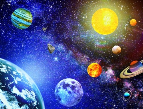 colorful planets in space
