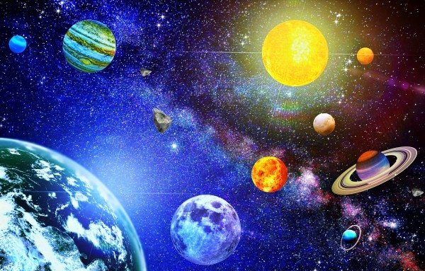 colorful planets in space