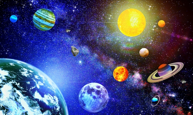 colorful planets in space